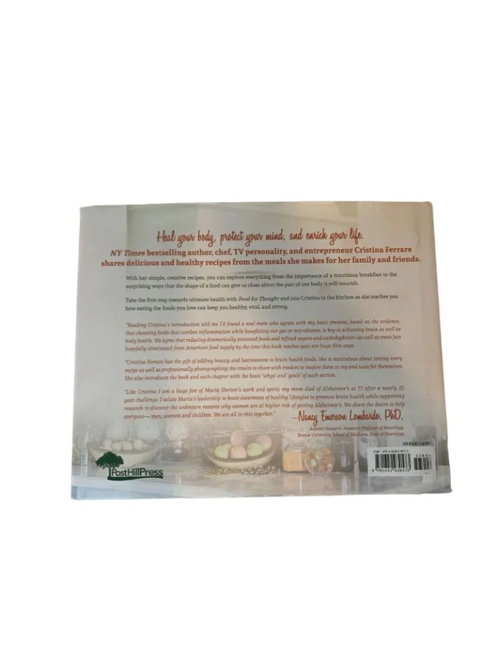 Food for Thought Cookbook Cristina Ferrare Healthy Recipes Signed Hardcover 2014